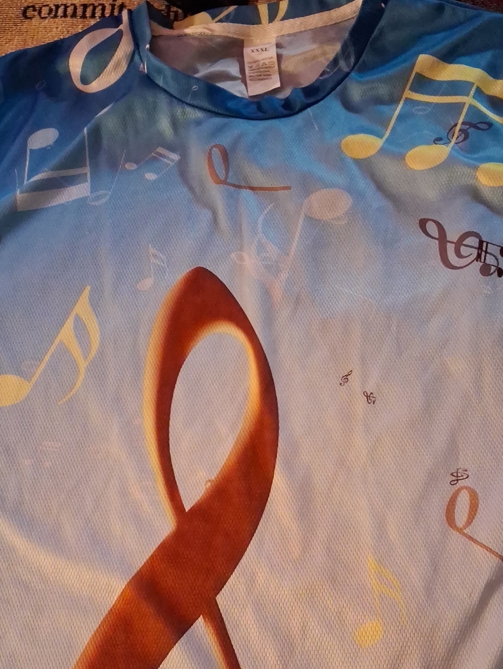Mens Blue Musical Note Graphic Tee
